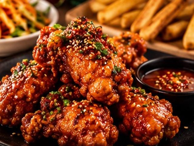 Korean fried chicken with Mzansi spicy chakalaka